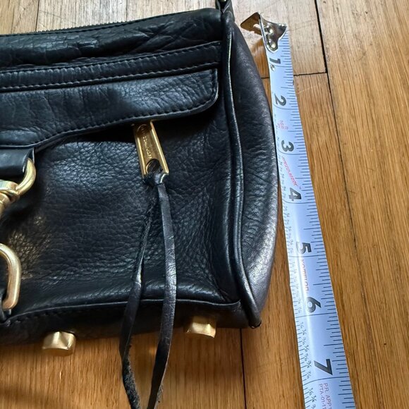 Rebecca Minkoff Mini MAC Purse Black Pebbled Leather Tassel Stud and Chain - Picture 9 of 16